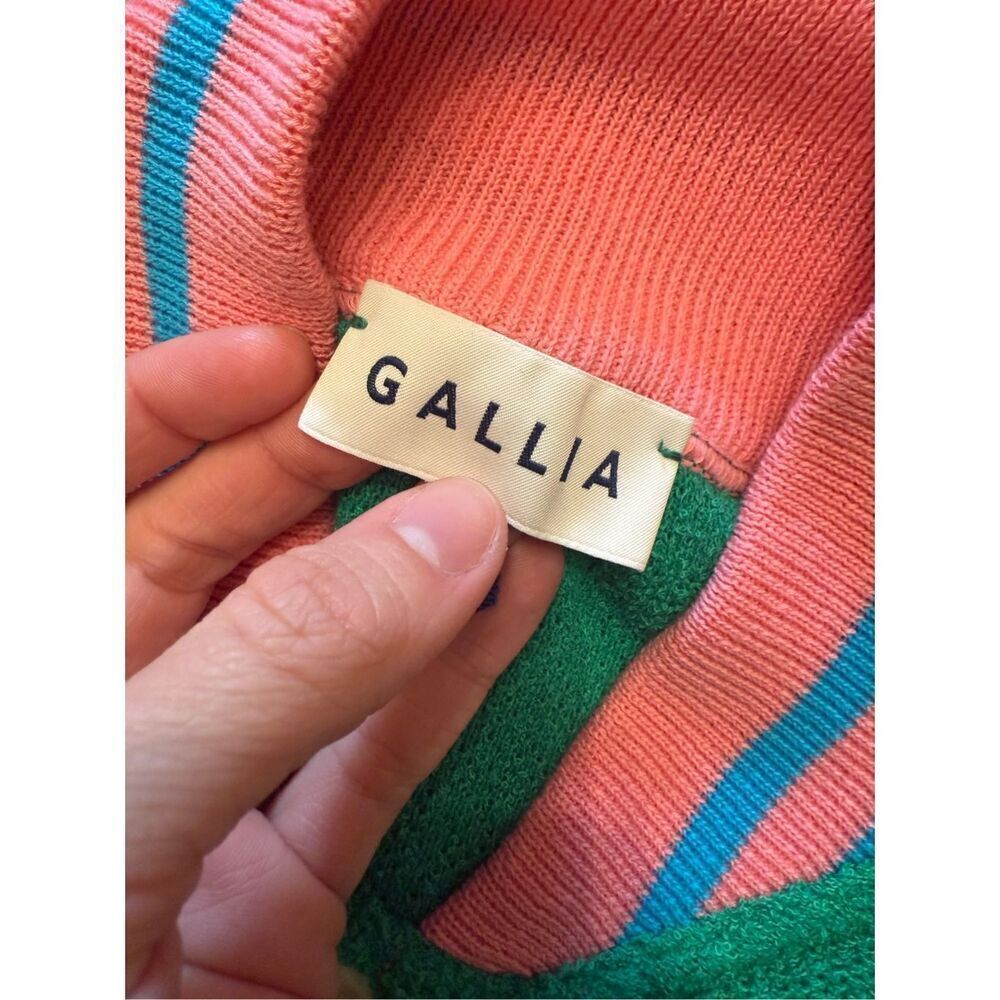 Gallia Green Pink Blue Cotton Blend Knit Long Sleeve Cardigan Sweater Size Large - Picture 5 of 7